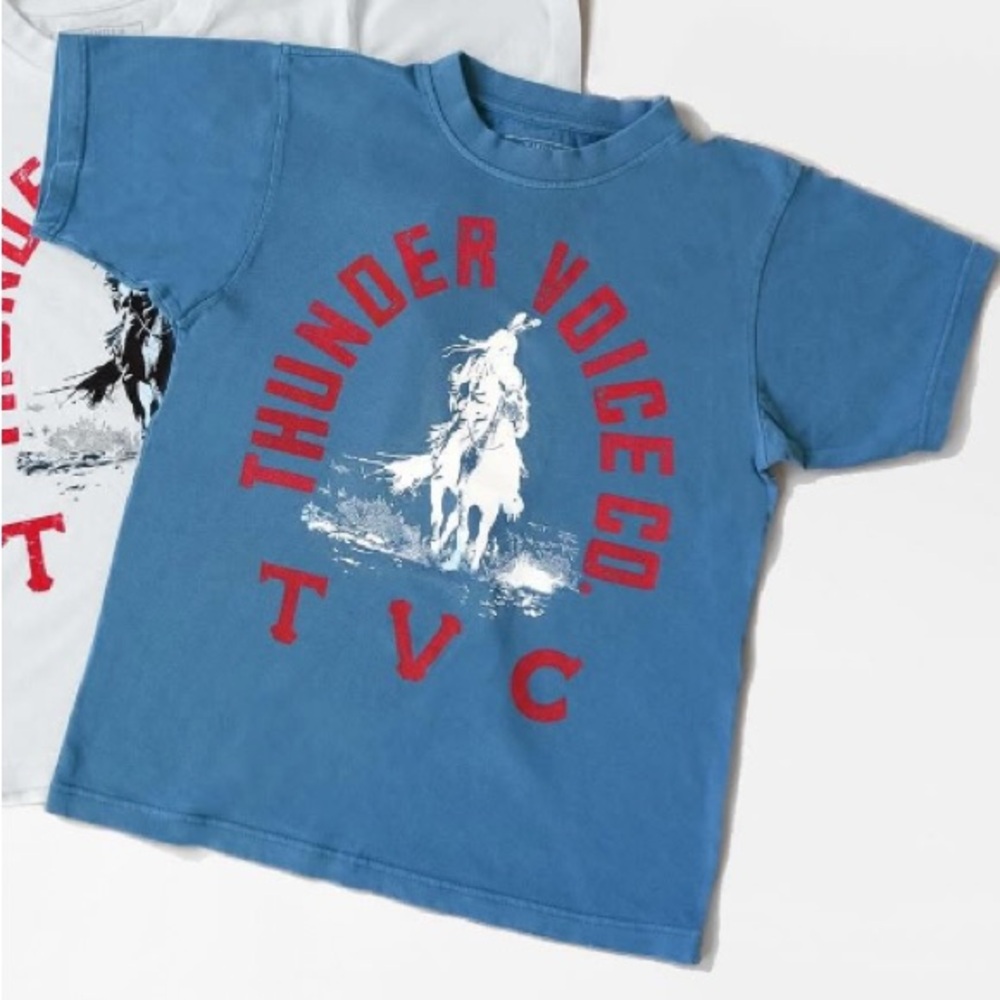 THUNDERVOICE‎ HAT CO. Blue Storm Rider T-Shirt Hand Dyed Size XS